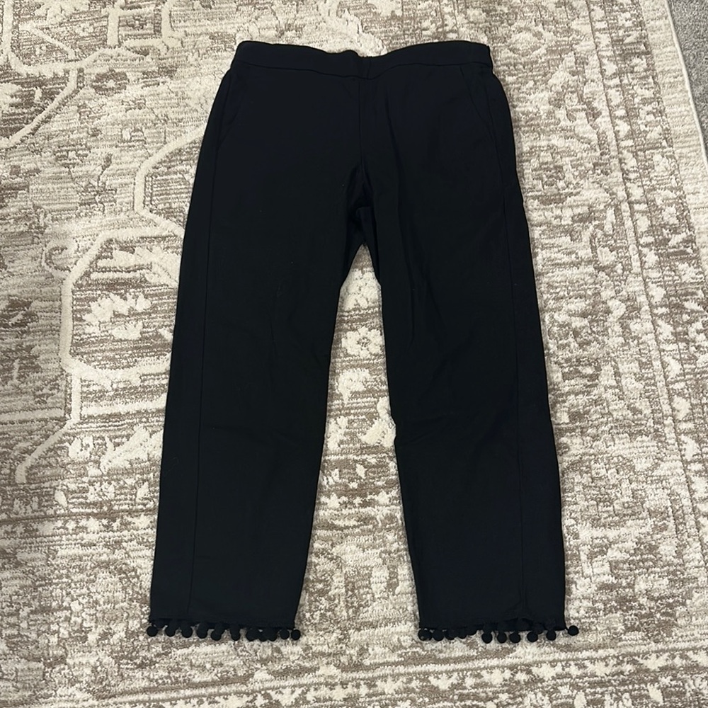 Jcrew Black Linen Pants with Pom Pom Hem